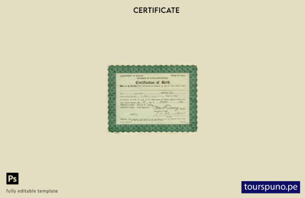 listo para imprimir plantilla de certificado de nacimiento de la división de Est